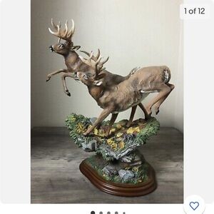 DANBURY MINT DEER FIGURINES BY DICK IDOL. "KING OF THE MOUNTAIN" LIMITED ED.